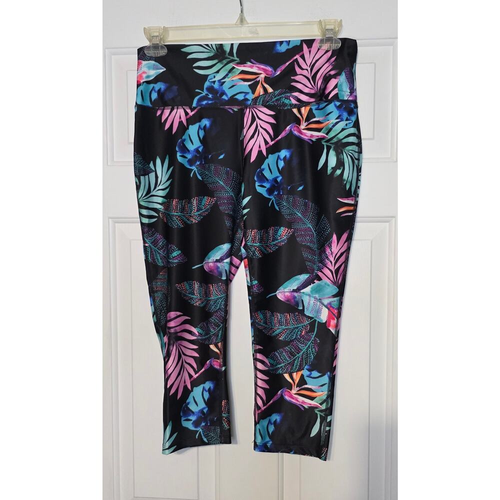 Reel Legends palm tree Pants Womens Large Leggings Cropped Capri Active